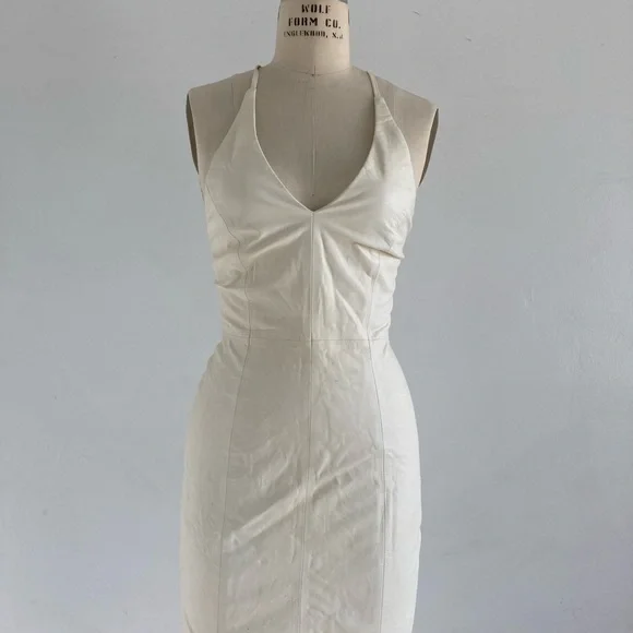 BIRD BY JUICY COUTURE LEATHER HALTER DRESS - Picture 1 of 15